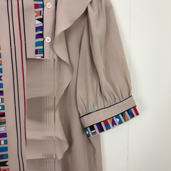 Vintage Ruffled Button Down Blouse Sz M - Picture 5 of 9